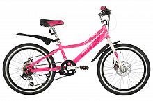 Велосипед NOVATRACK 20" ALICE розовый,  стальная рама, 6 скор., Shimano TY21/Microshift TS38, дисков