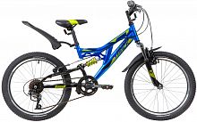Велосипед NOVATRACK 20" SHARK, синий, сталь, 6 скор., Microshift, Power, V-brake